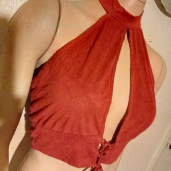 U.S.A size M brown felt half shirt - Picture 6 of 8